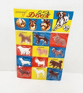 Vintage 50s 60s Collection-12 Plastic Toy Dog Figures New Old Stock Mid Century - Picture 1 of 4