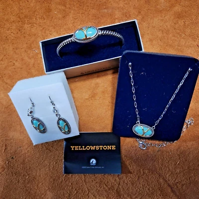 Montana Silversmith's Yellowstone Brand Turquoise Earrings, Necklace & Bracelet - Image 1 of 4
