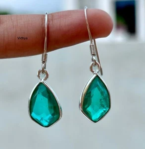 Natural paraiba tourmaline handmade 925 sterling silver earring - Picture 1 of 4