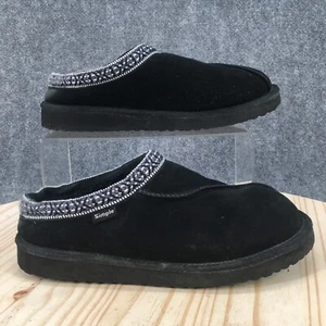 Simple Slippers Womens 7 Casual Comfort Slip On Lined Mules Black Suede Flats - Picture 1 of 16