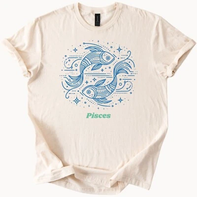 Camiseta Piscis Zodiaco Astrología Gráfica Camiseta Horóscopo Regalo Foto 1 de 4