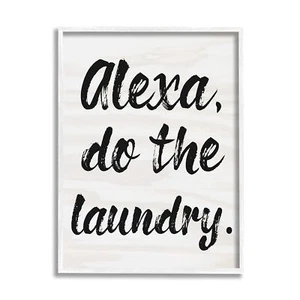 Stupell Industries Alexa Do The Laundry Black and White Brush Typography, 24x30 - Picture 1 of 9
