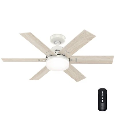 Hunter Fan 44 in Contemporary Fresh White Ceiling Fan with Remote and Light Kit - Image 1 of 4