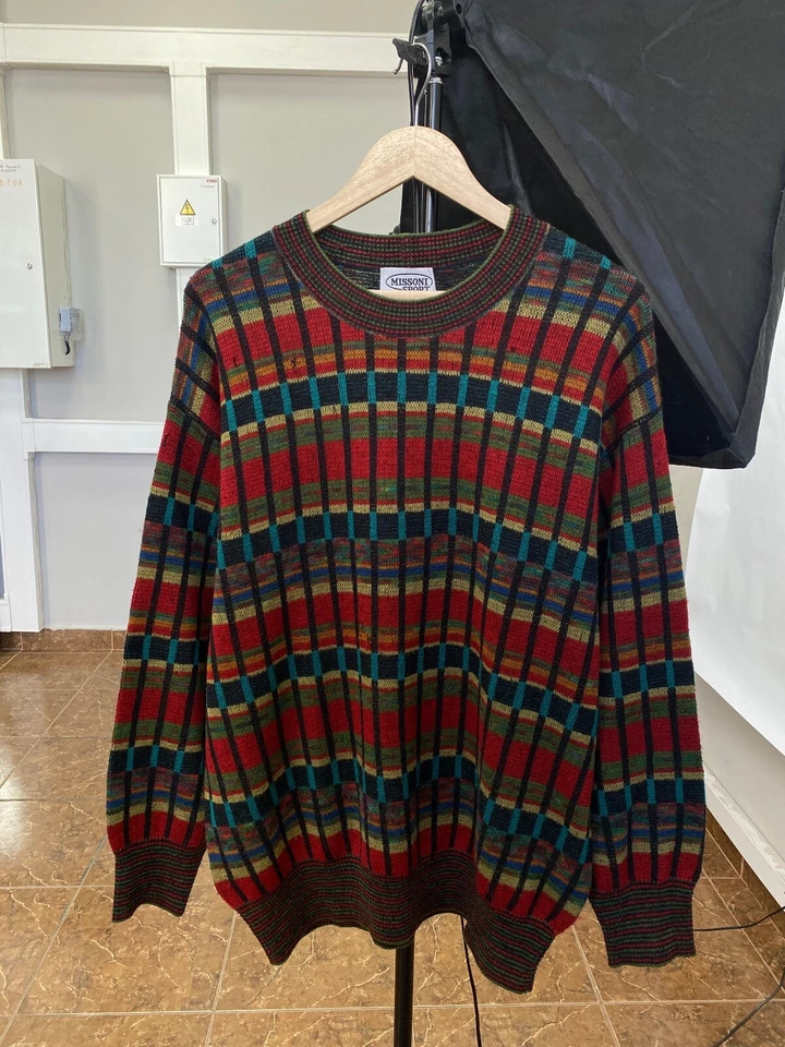 🇮🇹 Suéter Deportivo a Rayas Missoni Años 80 Raro Retro Y2K Talla L Multicolor Foto 1 de 4