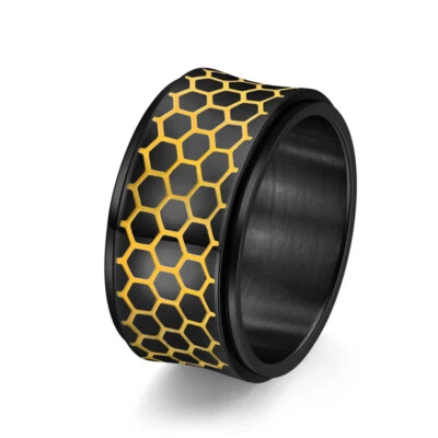 Anillo giratorio luminoso de panal de 12 mm de acero inoxidable para colmena anillo de regalo tamaño 7-12 Foto 1 de 2