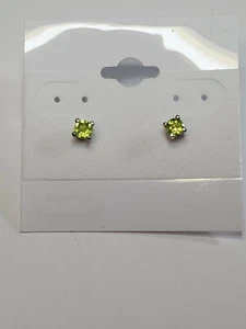 NATURAL .50CT 4MM ROUND PERIDOT EARRINGS - Picture 1 of 3