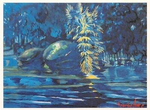 Artist George Luks (1866-1933) Boulders on a Riverbank 4x6 Postcard - Picture 1 of 2