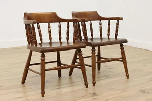 Pair of Stickley Vintage Cherry Captain or Pub Dining Chairs #54100 - Picture 1 of 7