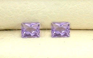 Two 2mm x 1.5mm Tapered Rectangle Baguette Brazil Amethyst Gemstone EBS4465A2 - Picture 1 of 1