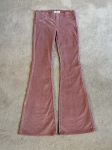 Free People Penny Pull On Flare Corduroy Pants Pink Size 27 - Picture 1 of 8