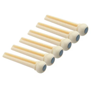 6 Pcs Acoustic Guitar Bridge Pin Abalone Dot Brass Circle Skirt Plastic Slotted - Bild 1 von 4