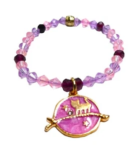 Lavender Multi-Faceted Beaded Bracelet with Cat Charm - Picture 1 of 4