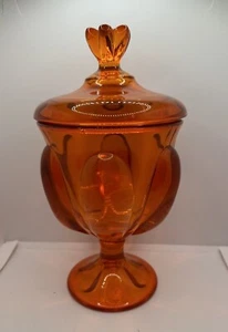 Viking Glass LARGE Persimmon Covered Candy Dish Orange Six Petal 10.5" *READ* - Bild 1 von 8