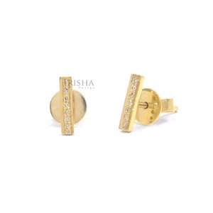 PENDIENTES CON FORMA DE BARRA CLÁSICA DE DIAMANTES REALES DE 0,07 QUILATES EN JOYERÍA FINA DE ORO DE 14 K - Imagen 1 de 3