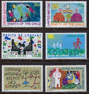 NACIONES UNIDAS 1991, PINTURAS INFANTILES, DERECHOS DEL NIÑO, 3 ADMINISTRACIONES MONTADAS SIN MONTAR O NUNCA MONTADA - Imagen 1 de 1