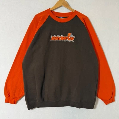 Sudadera De Colección Reebok NFL Cleveland Browns Cuello Redondo Bordada Marrón Naranja XL Foto 1 de 4