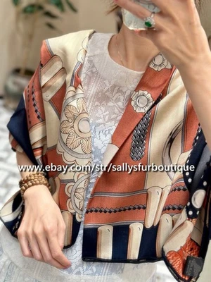 Sallys 2025 70 % cachemir 30 % seda envolvente bufanda estampado floral chal doble cara 53" Foto 1 de 4