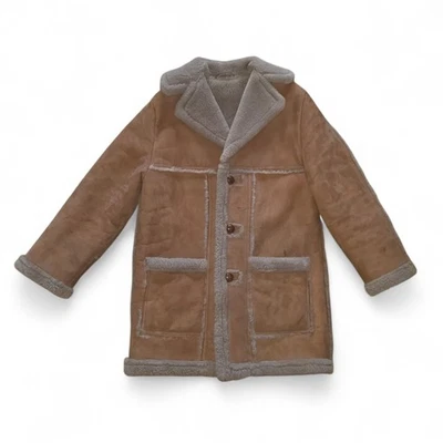 Vintage Sheepskin Shearling Coat Mens Size 38 Medium/Large Heavyweight Leather  - Image 1 of 4