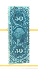 U.S. #R55b The 1861 50 Cent Entry of Goods Partial Perforation Used C.V. $17.50 - Picture 1 of 2