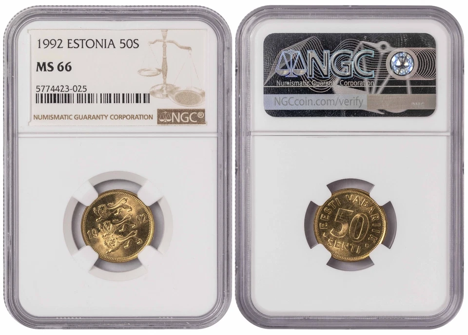 i-650630 Estonia 50 Senti 1992 M. NGC MS 66 - Image 1 of 1