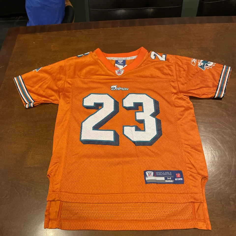 Camiseta deportiva vintage Reebok NFL Miami Dolphins Ronnie marrón #23 talla niño M 10-12 Foto 1 de 4