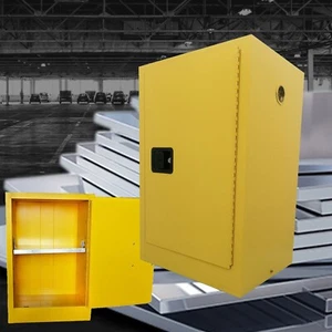40 Gallon Yellow Safety Fireproof Flammable Liquid Storage Cabinet Manual Door - Picture 1 of 19