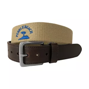 Pebble Beach Men's PB Logo Golf Belt with Genuine Leather End Tabs NEW - Picture 1 of 2