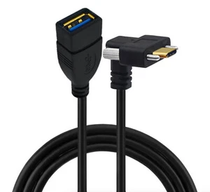 USB-C Dual Locking Screws to USB-A 3.0 Cable Up/Down Angle Male to Female - Picture 1 of 2