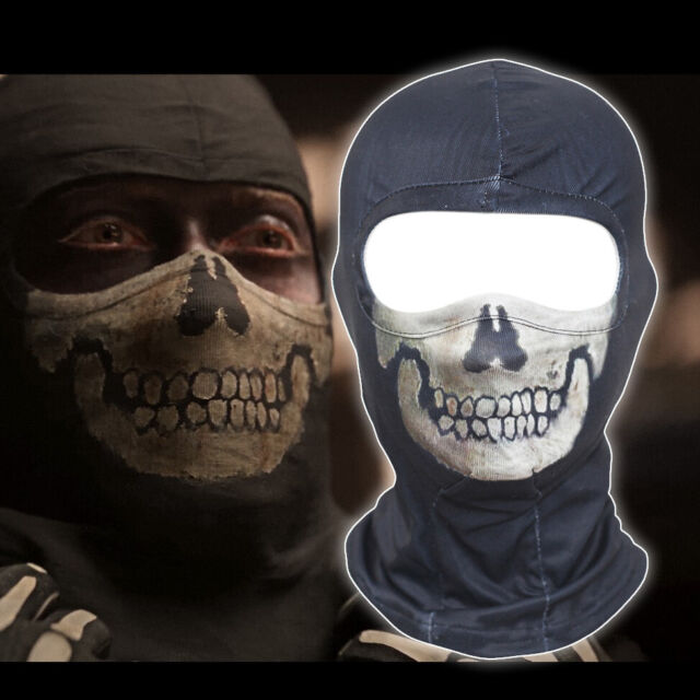 Máscara de cara fantasma de Call of Duty, pasamontañas de Calavera, Cosplay  de motocicleta, esqueleto aterrador, MWII Soldie War, equitación al aire  libre, tocado a prueba de viento - AliExpress