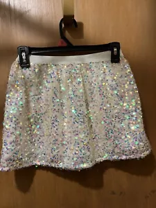 Sz S 6/6X Off-White Iridescent Sequins Layered Skirt By Cat & Jack - Picture 1 of 12