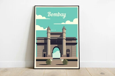 Bombay travel poster, Bombay retro wall print, India vintage travel print, gift - Image 1 of 4