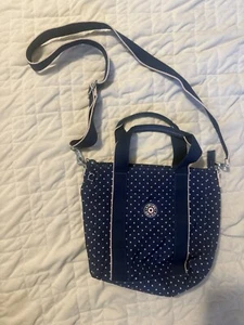 Kipling Blue Crossbody With Cream Polka Dots 12”x9”x4” - Picture 1 of 3