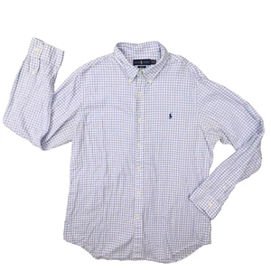 Ralph Lauren Men's Slim Fit Blue White Gingham Check Button Up Shirt size XL - Picture 1 of 9