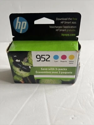 GENUINA HP 952 PAQUETE DE 3 Tintas Color Amarillo Cian Magenta 6/24 Caducadas Caja Abierta Foto 1 de 4