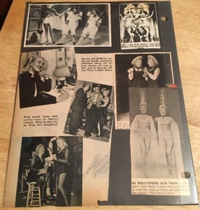 BETTY GRABLE - Página vintage de recortes originales - Página de 2 caras - Imagen 1 de 2
