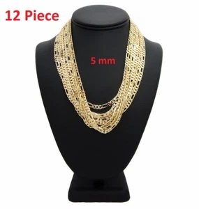5mm Italian Figaro Chain 12 Piece 20" 24" 30" Necklace 14k Gold Plated Wholesale - Bild 1 von 5