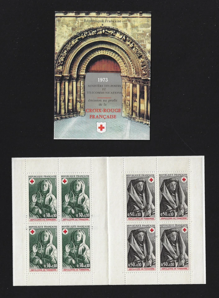 France Stamps — Booklet Pane of 4 — 1973, Red Cross Issue #B471a — MNH - Image 1 of 1