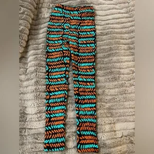 LuLaRoe Kids L XL Leggings Buttery Soft Large Extra Large Black teal brown NWOT - Picture 1 of 6