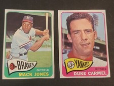 1965 OPC wrong back pair hi#s Mack Jones & Duke Carmel no crs, Topps O-Pee-Chee