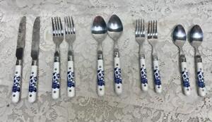 Vintage, Carnival Thailand, 10-pc Quality Blue Willow Flatware, Service fo 2
