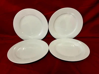 Crate & Barrel Set Of 4 All White Porcelain Salad Plates 8 1/4" - Image 1 of 2
