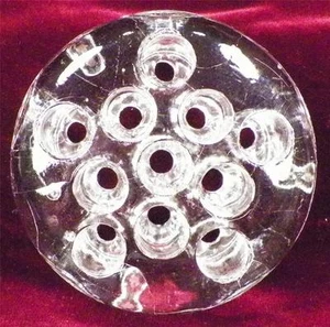 Vintage Flower Frog Clear Glass 11 Holes Heavy Elegant Retro Nice Condition - Picture 1 of 3