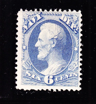 US O38 6c Navy Department Mint F OG H SCV $150 - Image 1 of 2