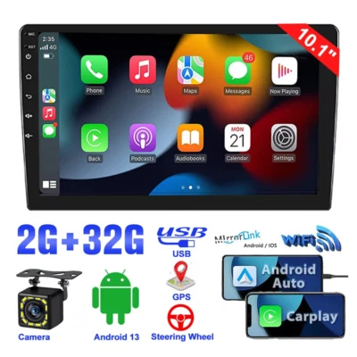 10" 2Din Android 13 Car Stereo Radio GPS Video Player GPS Quad-core Touch Screen - Image 1 of 4