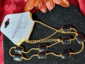 Vintage Worthington Enamel Bead Snake Chain Necklace Old Stock Estate Jewelry - Picture 1 of 12