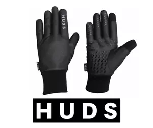 HUDS Wind Stop Thermal Lined Lightweight Warm Cycling Cold Winter Gloves - Black - Picture 1 of 4