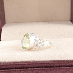Anillo de plata esterlina 925 con piedras preciosas de amatista verde hecho a mano anillo de joyería para regalo - Imagen 1 de 3