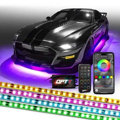 OPT7 AURA Underglow Car 4PC Flexible LED Lighting Kit APP Remote RGB Truck RV - Image 1 of 4