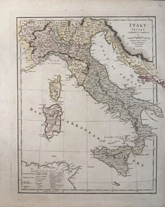 1809 Italy, Sicily, Sardinia, Corsica… Original Engraved Map, Hand Color - Picture 1 of 3