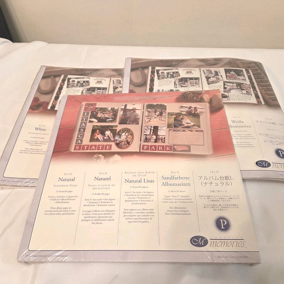 Creative Memories 12x12 Páginas con Bisagras - LOTE de 3 Paquetes de Relleno para Álbumes con Correa NUEVO Foto 1 de 4